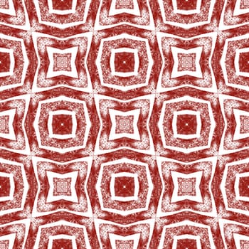 Tiled watercolor pattern. Wine red symmetrical kaleidoscope background. Textile ready fabulous print, swimwear fabric, wallpaper, wrapping. Hand painted tiled watercolor seamless.