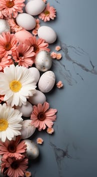 Happy Easter , spring flowers and in pastel colors on light soft pink and white background. Isolated Easter watercolor decor elements Happy Easter Holiday concept Copy space