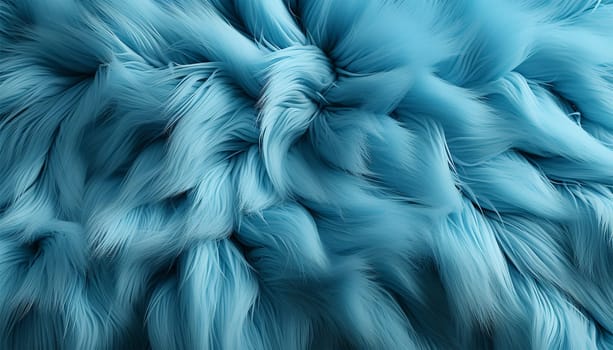 Blue artificial fur for texture or background. Light blue fabric wool Abstract close up fluffy stylish