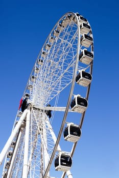 BRISBANE, AUSTRALIA - JULY 29 2023: The popular tourist attraction of the Wheel of Brisbane along Southbank in Brisbane, Queensland, Australia