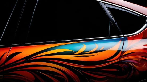 Reflecting elegance car decal photo realistic illustration - Generative AI. Bright, decal, headlight, back, auto.