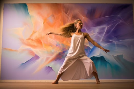 Creative therapy, the girl splashes out energy in dance
