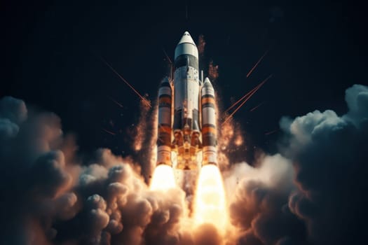 Space rocket launching for interstellar travel. Generative AI