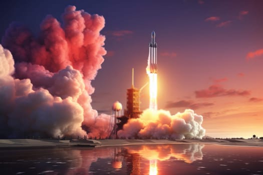 Space rocket launching for interstellar travel. Generative AI