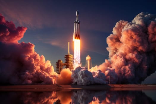 Space rocket launching for interstellar travel. Generative AI