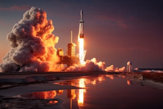 Space rocket launching for interstellar travel. Generative AI