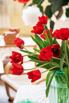 Bouquet of red tulips, spring concept