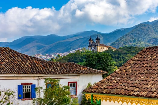 City of Ouro Preto with its mountains, colonial-style houses and baroque churches in the state of Minas Gerais