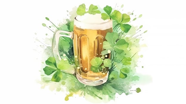 Immerse yourself in the joy of St. Patricks Day with a whimsical watercolor portrayal of green beer, inviting revelry and merriment to your celebration