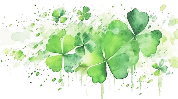 Embrace the luck of the Irish with a watercolor masterpiece featuring the iconic clover, symbolizing good fortune on St. Patricks Day