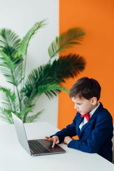 online education communication boy in class at laptop