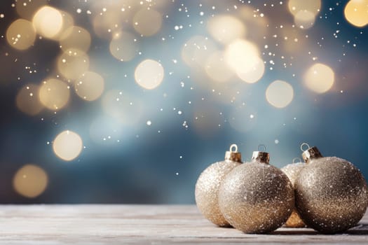 Christmas background with shimmering Christmas balls in silver and gold hues