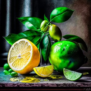 Stunning still life vibrant lemon pops against a dark backdrop, a perfect balance of contrast and citrus allure