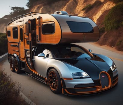 expensive luxury fast sports supercar design camper van conversion for digital nomad avdenture weekender ai art generated
