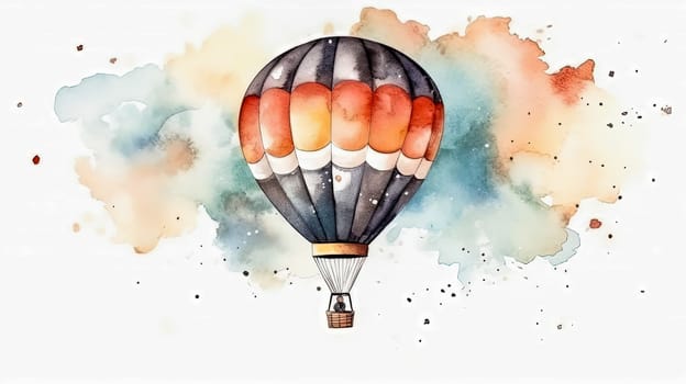 A majestic hot air balloon soars, a vibrant burst of color and freedom in the boundless, dreamy expanse