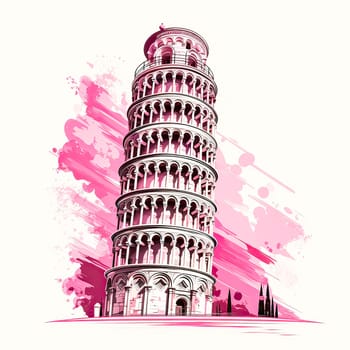 Leaning Tower of Pisa in watercolor A picturesque portrayal, capturing the iconic tilt with artistry and the allure of Italian architectural beauty