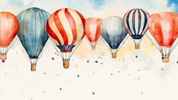 A majestic hot air balloon soars, a vibrant burst of color and freedom in the boundless, dreamy expanse