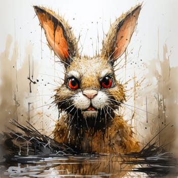 The Ferocity of Watercolor The grinning rabbit bares its teeth, an intense and vibrant image that conveys the raw power and unbridled spirit of nature.