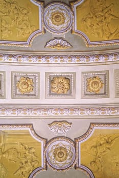 Ceiling frescoes painting, allegory of peace heaven by Daniel Gran at Austrian National Library in Vienna.