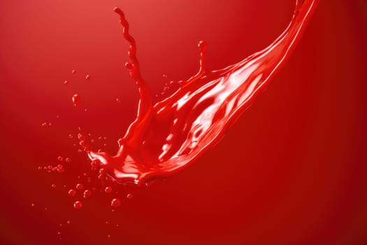 Red tomato ketchup or red liquid splash on red background. AI Generated