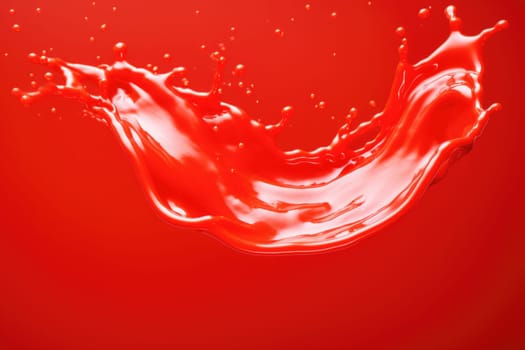 Red tomato ketchup or red liquid splash on red background. AI Generated