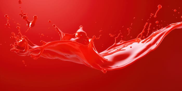 Red tomato ketchup or red liquid splash on red background. AI Generated