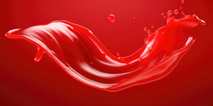 Red tomato ketchup or red liquid splash on red background. AI Generated