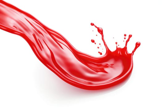 Red tomato ketchup or red liquid splash on white background. AI Generated