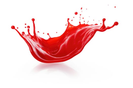 Red tomato ketchup or red liquid splash on white background. AI Generated