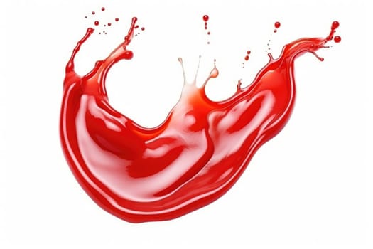 Red tomato ketchup or red liquid splash on white background. AI Generated