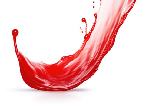 Red tomato ketchup or red liquid splash on white background. AI Generated