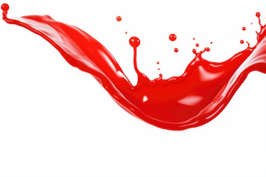 Red tomato ketchup or red liquid splash on white background. AI Generated