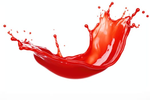 Red tomato ketchup or red liquid splash on white background. AI Generated