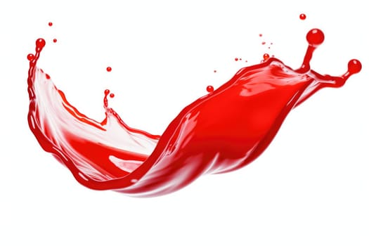 Red tomato ketchup or red liquid splash on white background. AI Generated