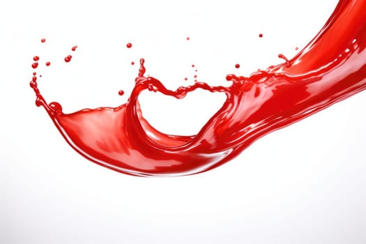 Red tomato ketchup or red liquid splash on white background. AI Generated