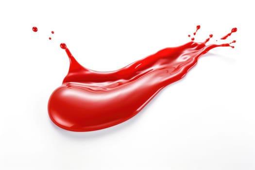 Red tomato ketchup or red liquid splash on white background. AI Generated