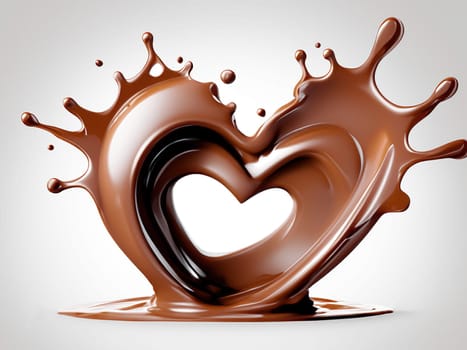 Chocolate splash with heart on a background. Chocolate heart with drops and splashes of chocolate on a background.Valentines day background with heart and chocolate splash.Vector illustration.