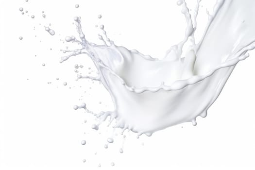 milk or white liquid splash isolated on white. AI Generated