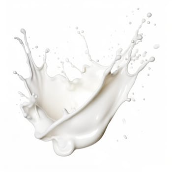 milk or white liquid splash isolated on white. AI Generated