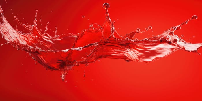 Blue water splash isolated on red background. AI Generated