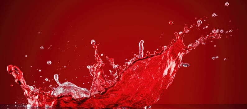 Blue water splash isolated on red background. AI Generated