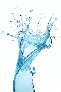 Blue water splash isolated on white background. AI Generated