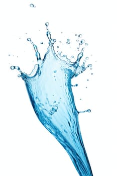 Blue water splash isolated on white background. AI Generated