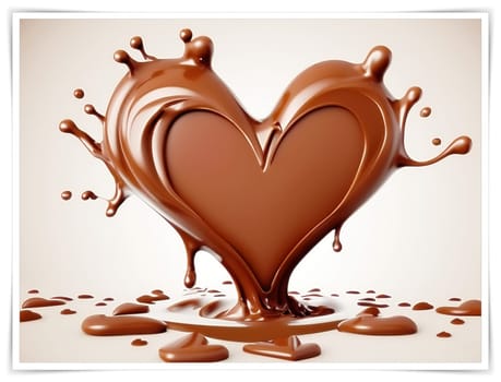 Chocolate splash with heart on a background. Chocolate heart with drops and splashes of chocolate on a background.Valentines day background with heart and chocolate splash.Vector illustration.