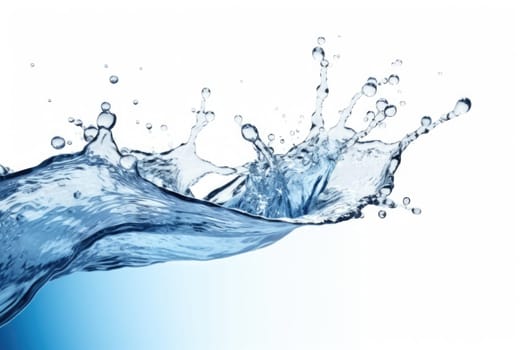 Blue water splash isolated on white background. AI Generated