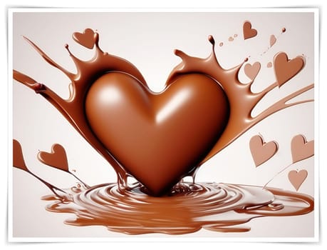 Chocolate splash with heart on a background. Chocolate heart with drops and splashes of chocolate on a background.Valentines day background with heart and chocolate splash.Vector illustration.