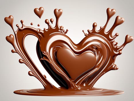 Chocolate splash with heart on a background. Chocolate heart with drops and splashes of chocolate on a background.Valentines day background with heart and chocolate splash.Vector illustration.