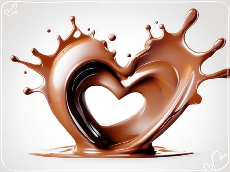 Chocolate splash with heart on a background. Chocolate heart with drops and splashes of chocolate on a background.Valentines day background with heart and chocolate splash.Vector illustration.