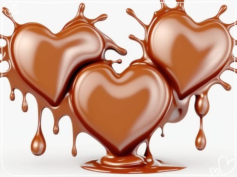 Chocolate splash with heart on a background. Chocolate heart with drops and splashes of chocolate on a background.Valentines day background with heart and chocolate splash.Vector illustration.