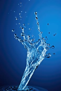 Blue water splash isolated on blue background. AI Generated